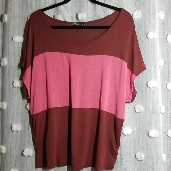 Prana Tops - Prana Maroon and Pink Dolman Top Size M